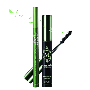 MCC ECOCERT Organic Green Tea Volumizing Mascara and Black Eyeliner Waterproof Set